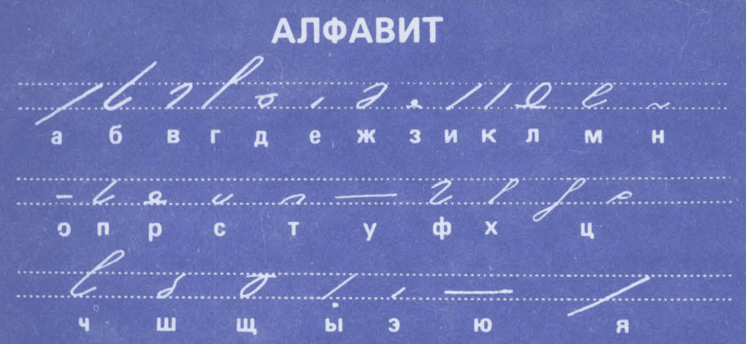 A screenshot of Každan’s book first page with GESS alphabet. Basically simple strokes mapped to Russian letters.