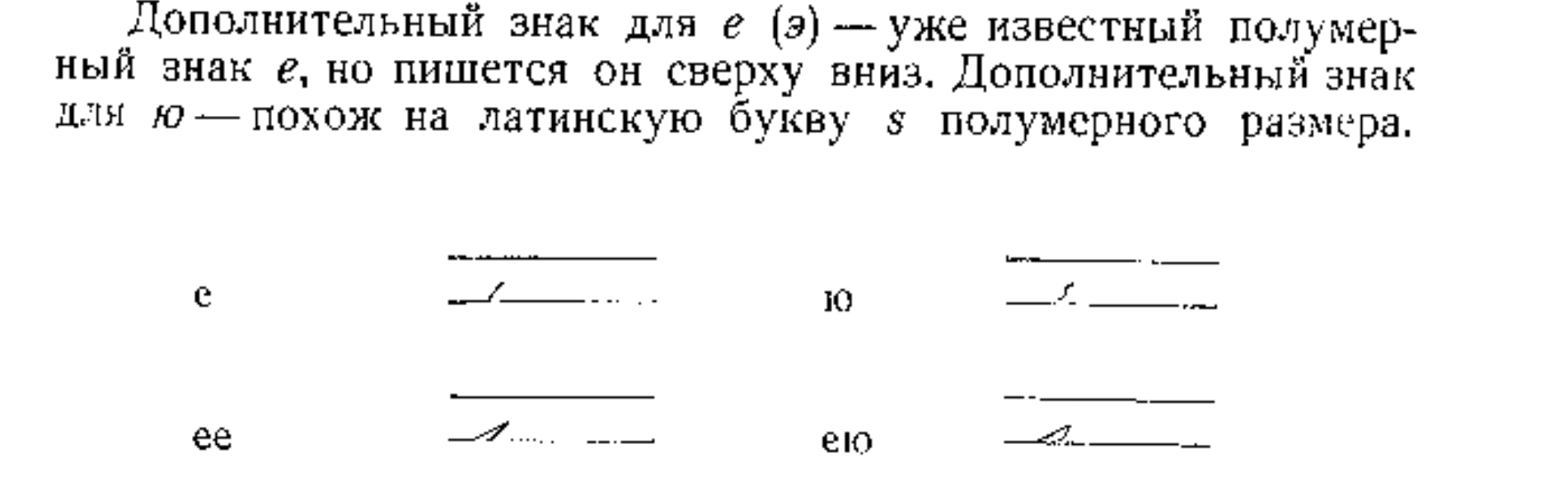 Alternative representations for ě (vertical downward stroke, half-size) and ju (s-like half-size downwards stroke)