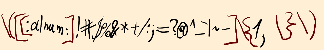 A regex ([[:alnum:]!#$%&*+/:;=?@^_`|~-]{1,}) drawn pretty much verbatim